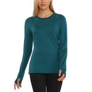 Spyder Brushed Crewneck Fleece Lined Top with Thumb Holes Teal Activewear XL